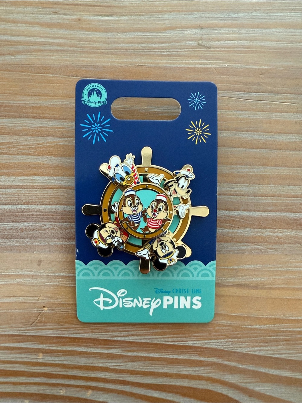 Disney Cruise Line Gold & Blue Ship Wheel Character Pin